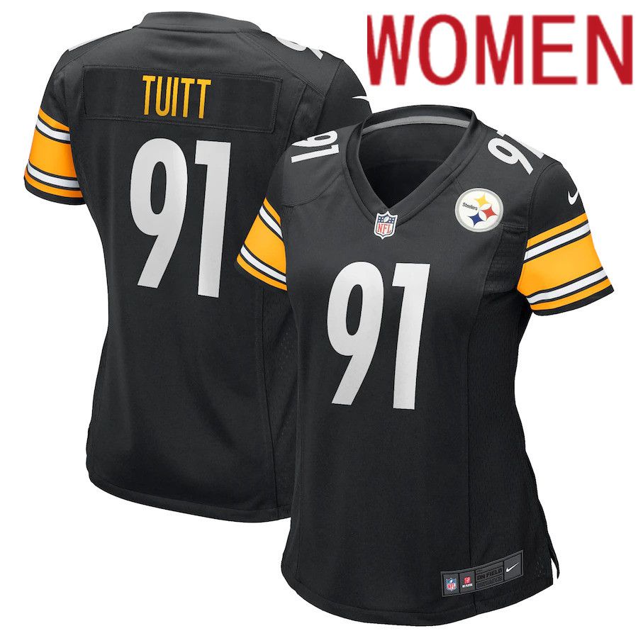 Women Pittsburgh Steelers #91 Stephon Tuitt Nike Black Game NFL Jersey->women nfl jersey->Women Jersey